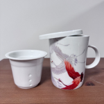 Ceremic Tea Cup with filter - Red-Crowned Cranes